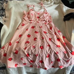 Strawberry Print Pink Women’s XL Dress